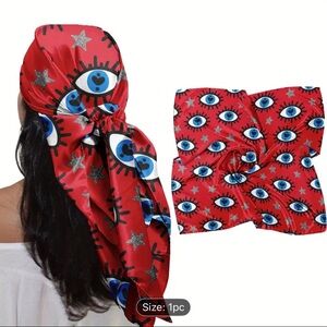 Eye Pattern Red Kids Headscarf